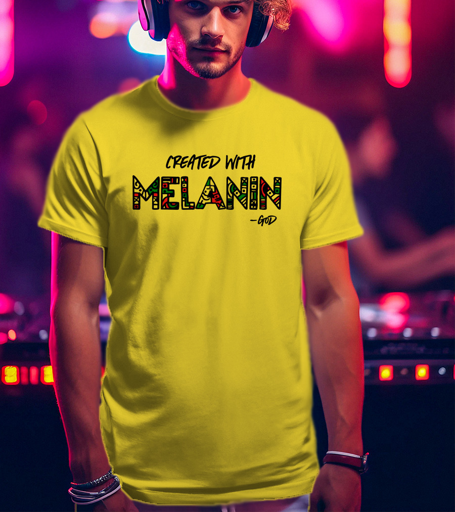 Created With Melanin God African Pattern Empowerment T-Shirt