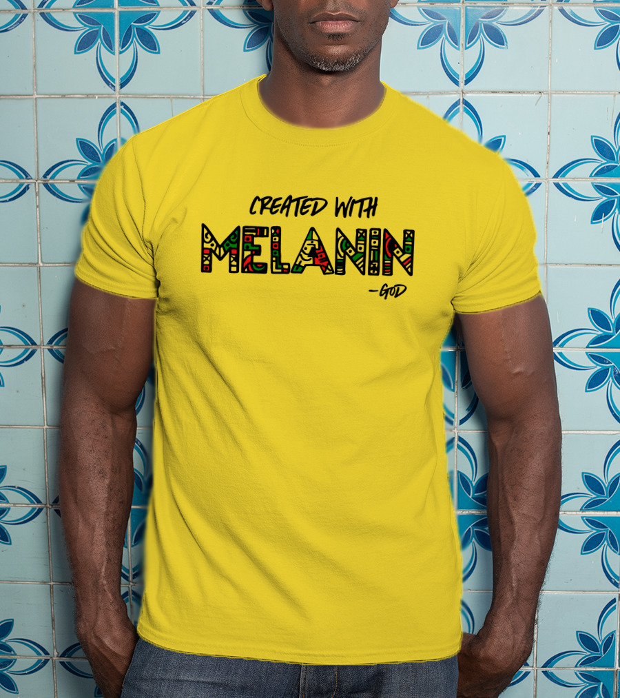 Created With Melanin God African Pattern Empowerment T-Shirt