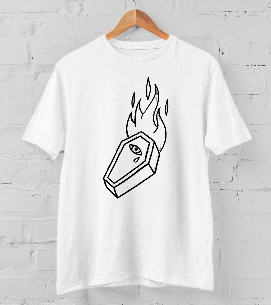 ROAR The Band Diamond Flaming Coffin With Eye Symbol Destroyer Of Death T-Shirt