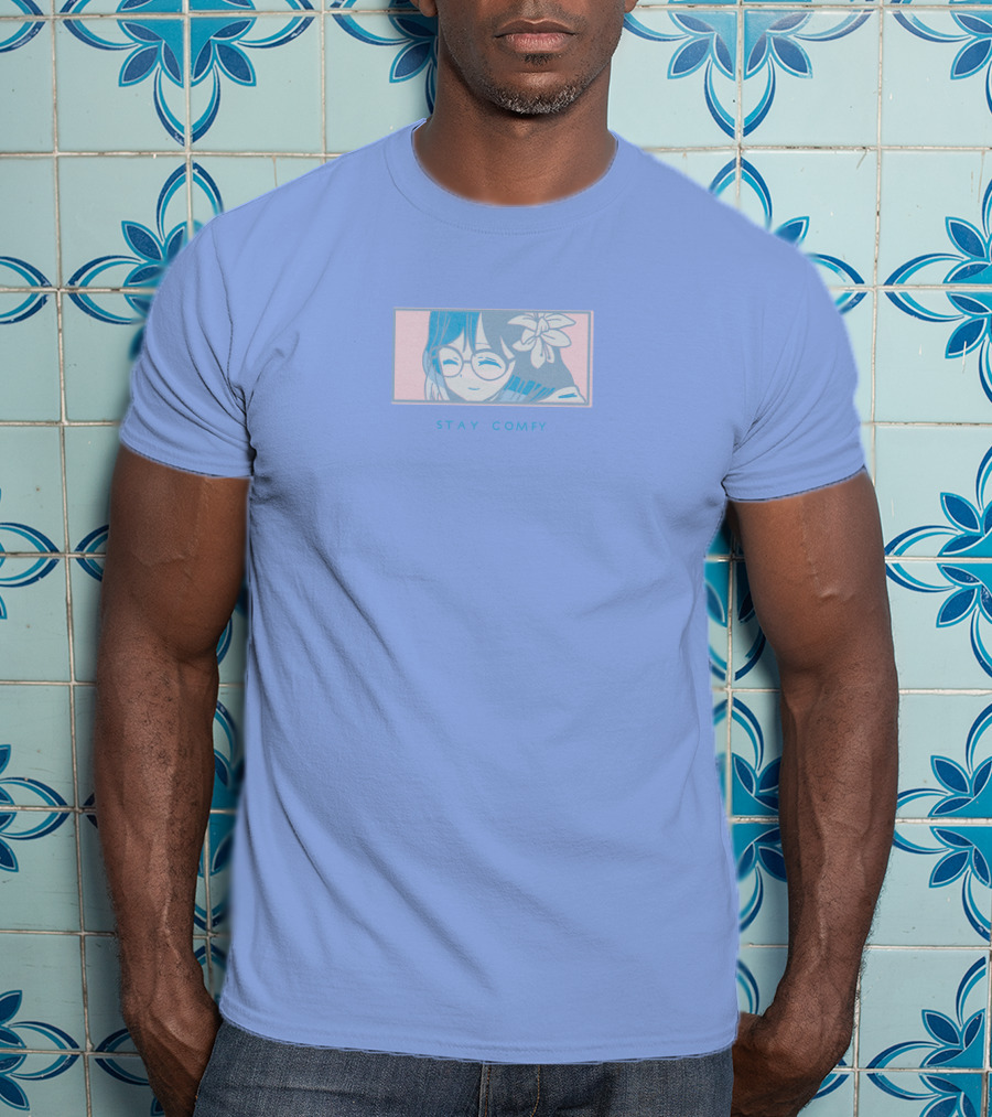 Stay Comfy Lilypichu Merch Window Blue T-Shirt
