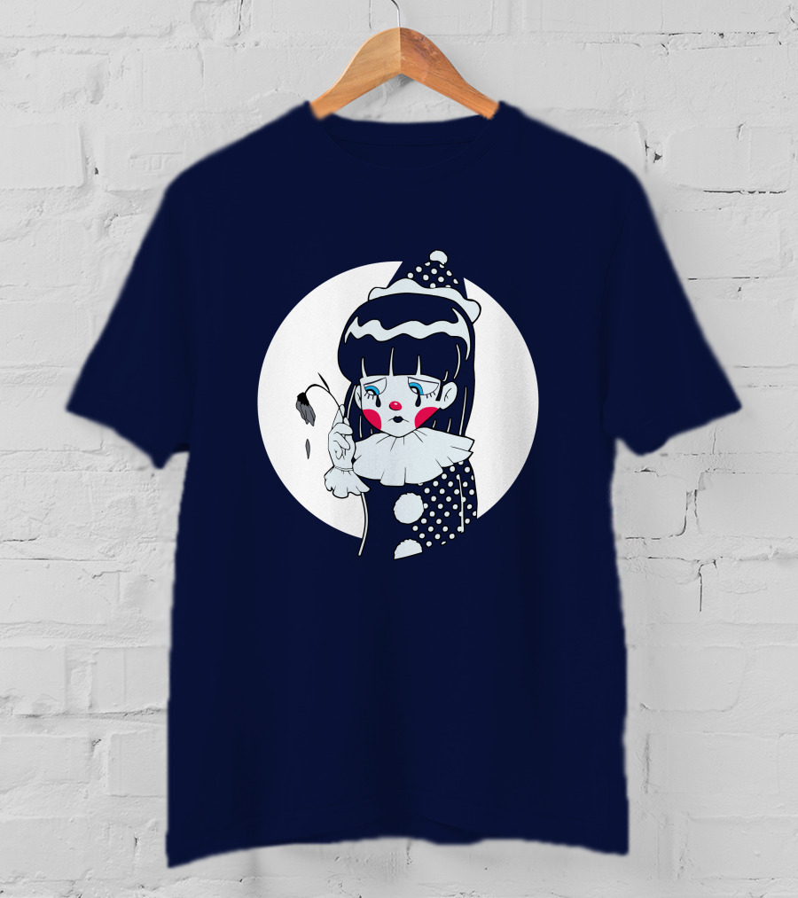 Circusteeth Shop Sad Clown Tearful Pierrot Holding Wilted Flower T-Shirt