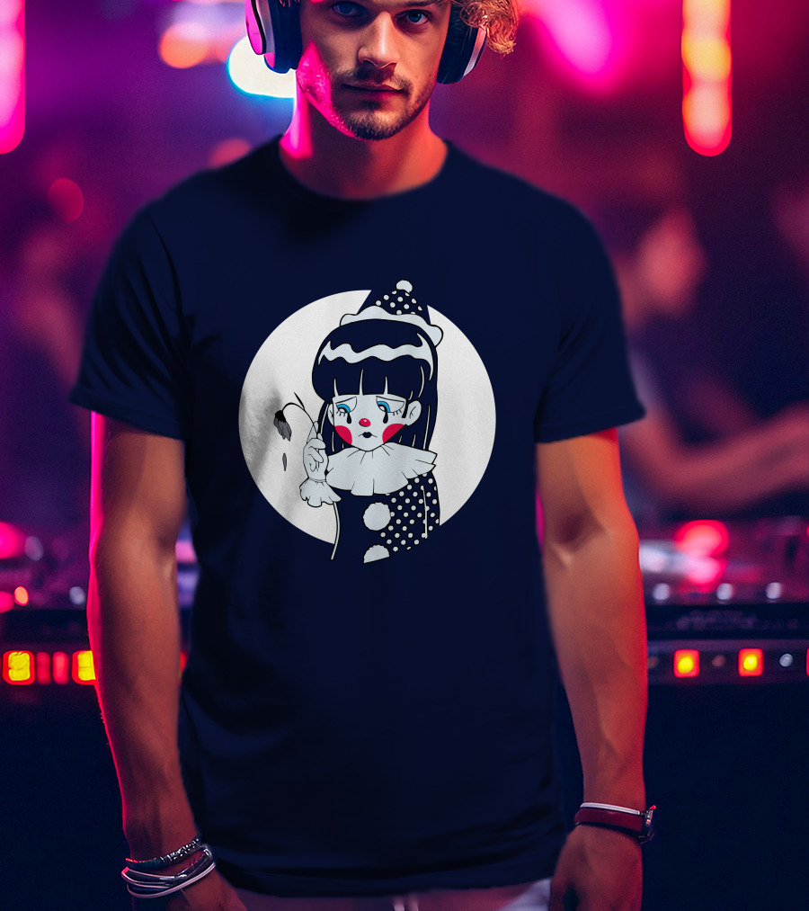 Circusteeth Shop Sad Clown Tearful Pierrot Holding Wilted Flower T-Shirt