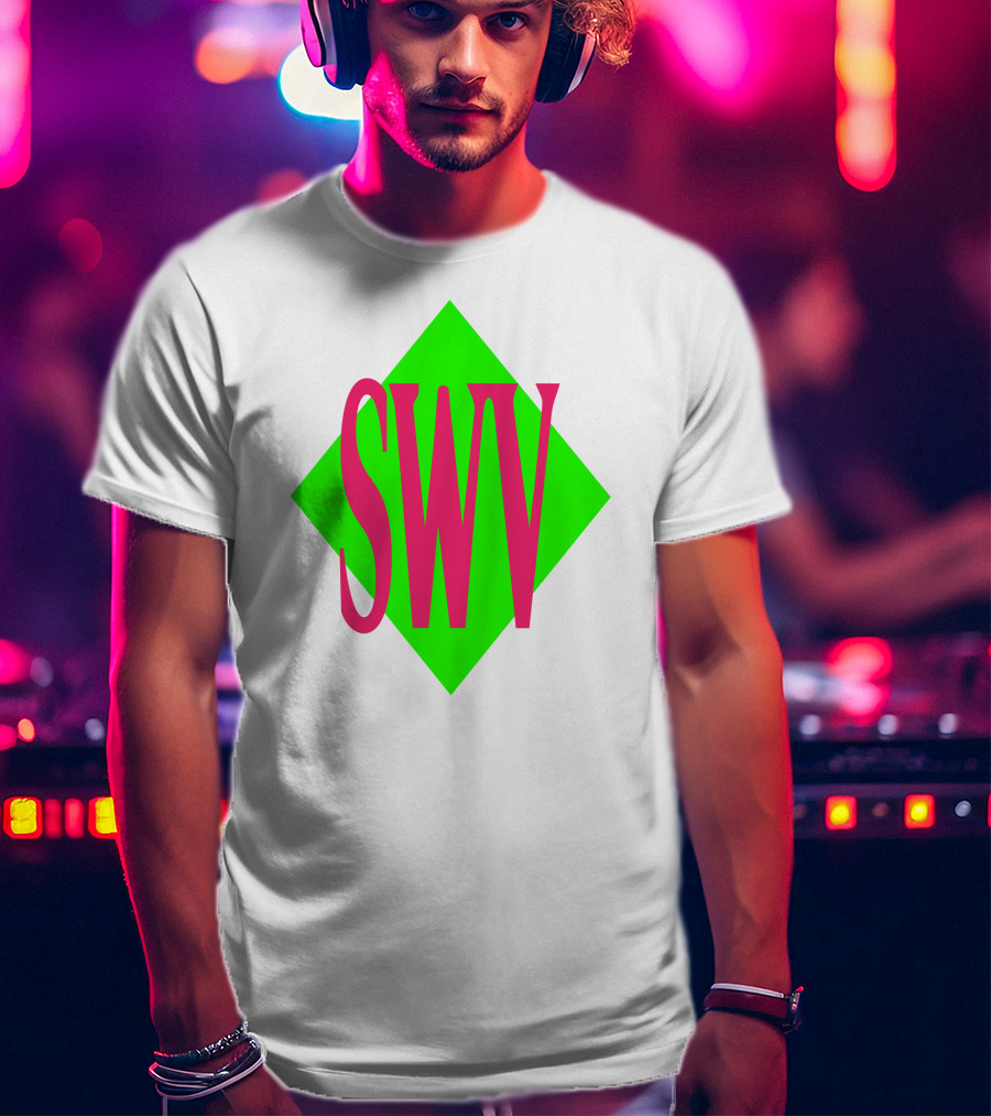 SWV Logo Neon Diamond Pink Green T-Shirt