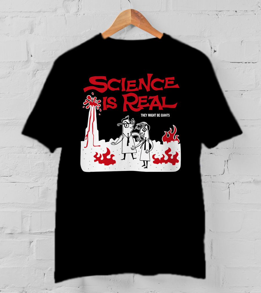 Science Is Real They Might Be Giants Volcanic Cartoon Scene T-Shirt