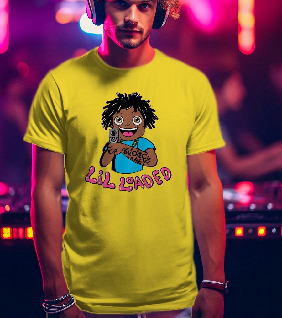 Lil Loaded Cartoon Character With Tattoo And Toy Gun T-Shirt