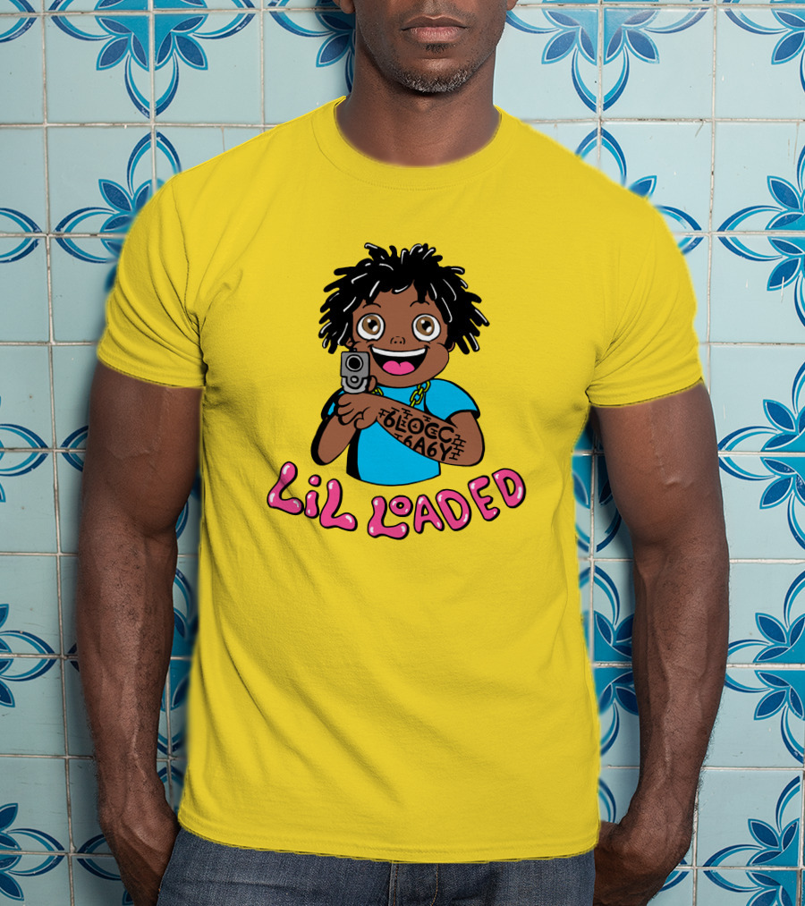 Lil Loaded Cartoon Character With Tattoo And Toy Gun T-Shirt