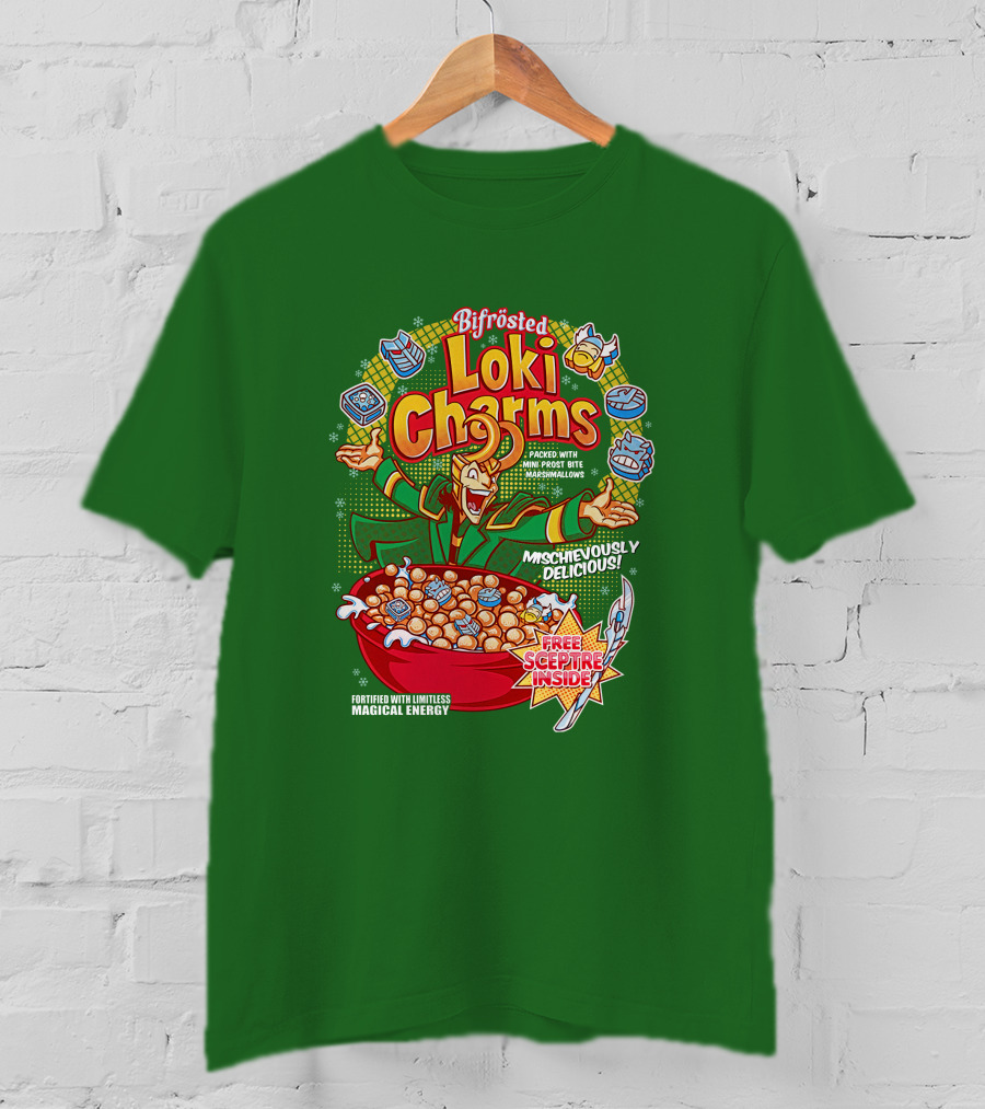 Bifrosted Loki Charms Mischievously Delicious Free Sceptre Inside Fortified With Limitless Magical Energy T-Shirt