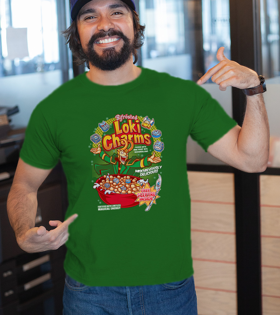 Bifrosted Loki Charms Mischievously Delicious Free Sceptre Inside Fortified With Limitless Magical Energy T-Shirt