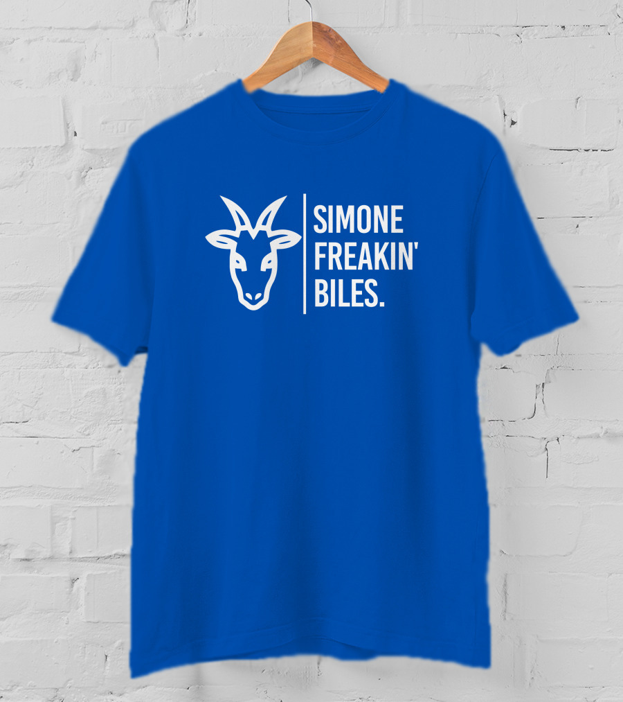 SIMONE FREAKIN' BILES GOAT Iconic Gymnast Tribute Blue T-Shirt