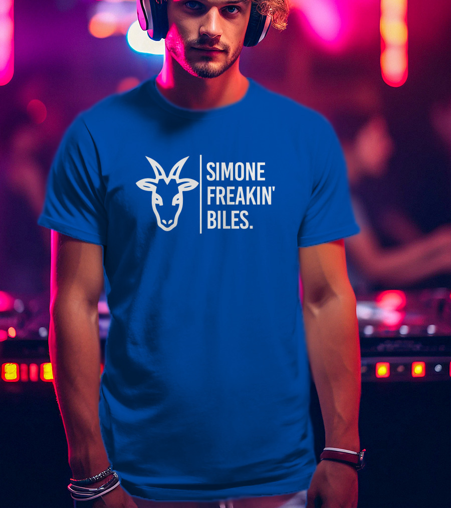 SIMONE FREAKIN' BILES GOAT Iconic Gymnast Tribute Blue T-Shirt