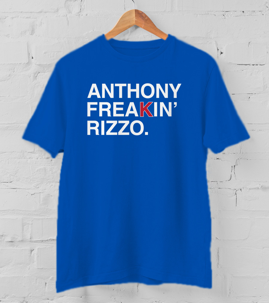 Anthony Freakin' Rizzo Bold Text Blue Background T-Shirt