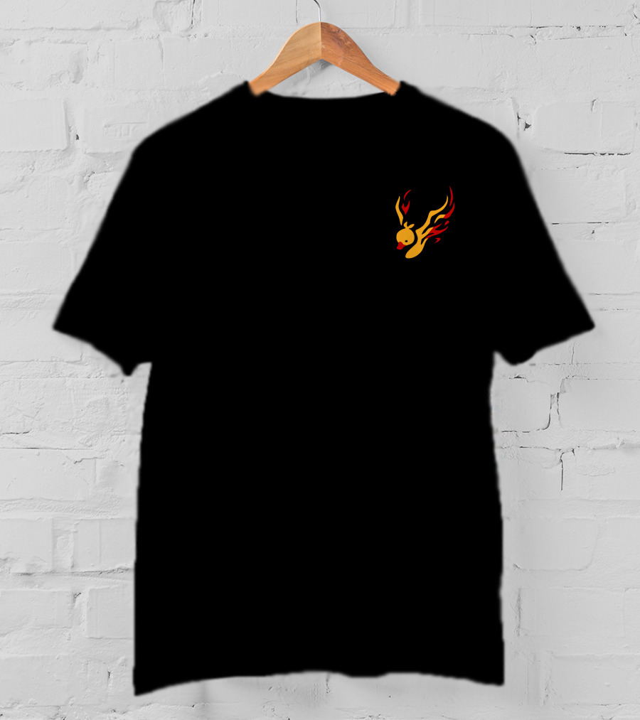 Quackity Merch Red Phoenix Duck Flaming Head Black T-Shirt