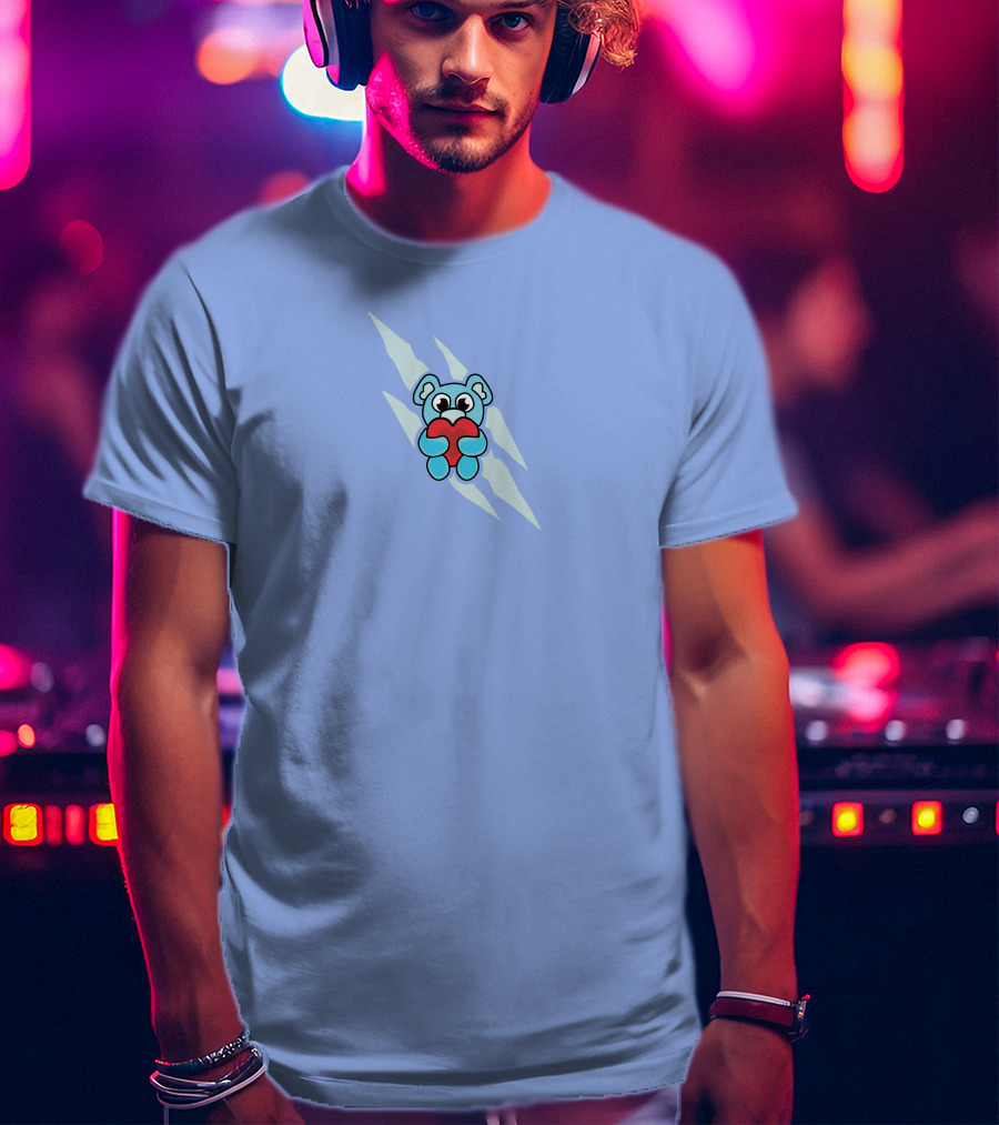 Wallibear Heart Blue Bear Holding Red Heart T-Shirt