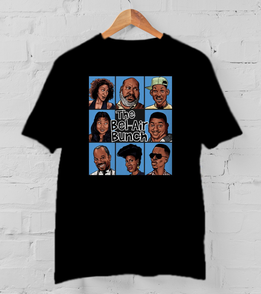The Bel Air Bunch Characters In Comic Style Grid T-Shirt