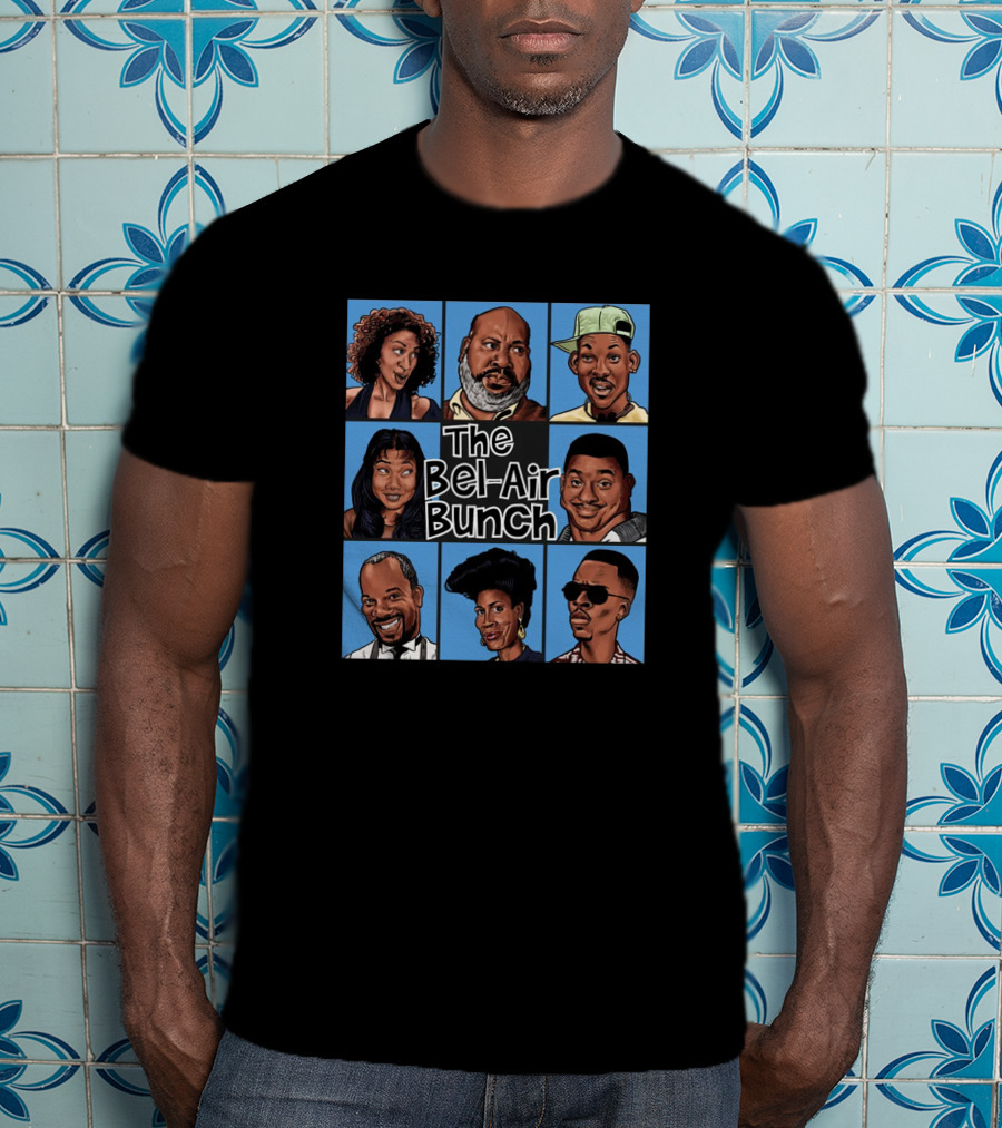 The Bel Air Bunch Characters In Comic Style Grid T-Shirt