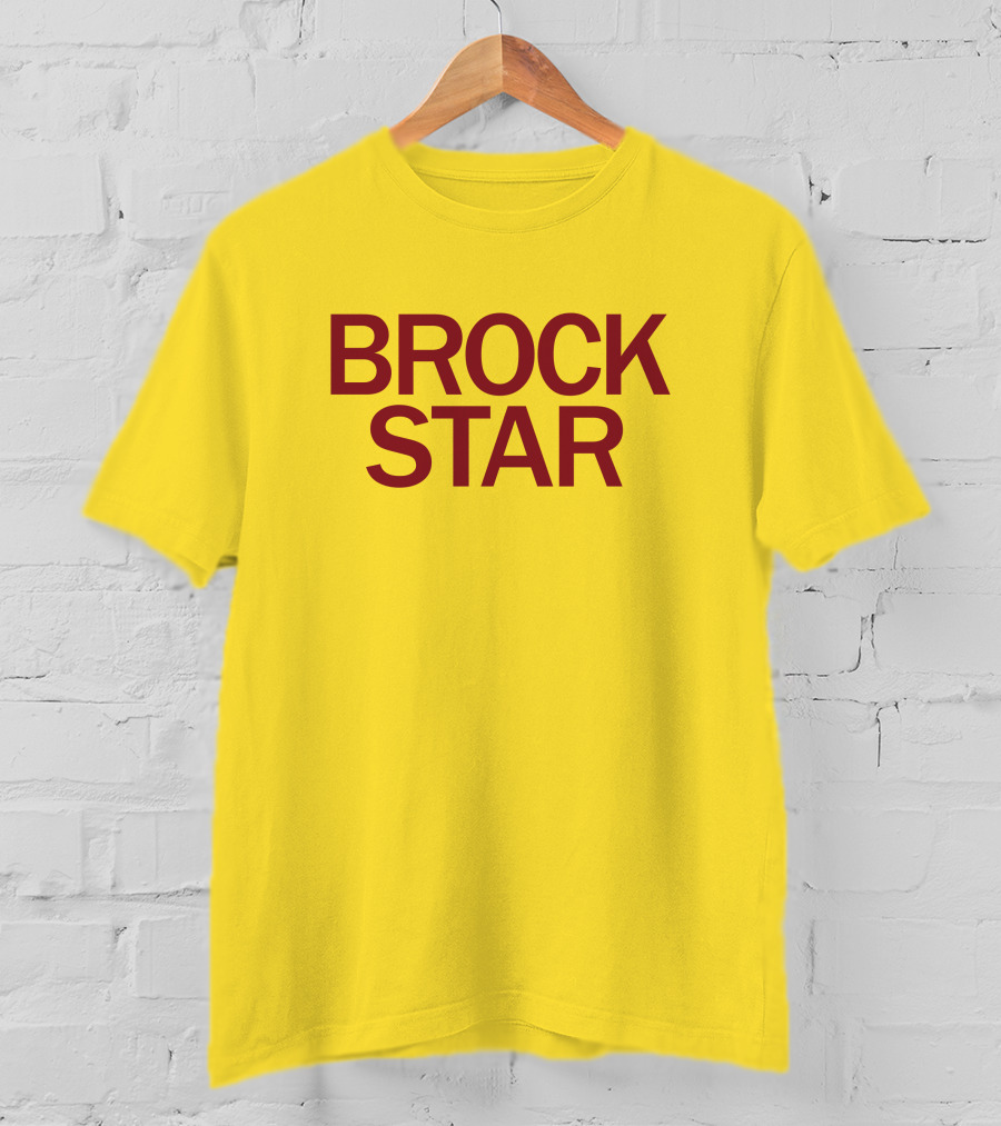 Raygun Merch Brock Star Gold Bold Text On Yellow T-Shirt