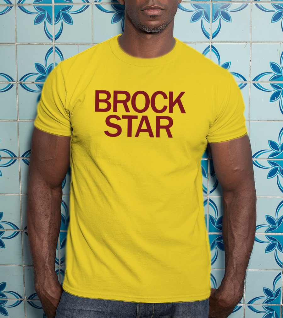 Raygun Merch Brock Star Gold Bold Text On Yellow T-Shirt