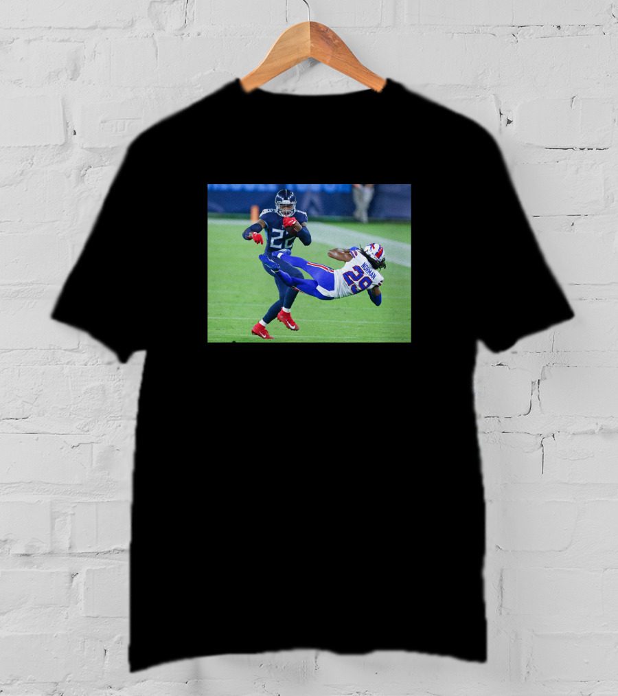 Derrick Henry Stiff Arm Josh Norman Iconic NFL Moment T-Shirt