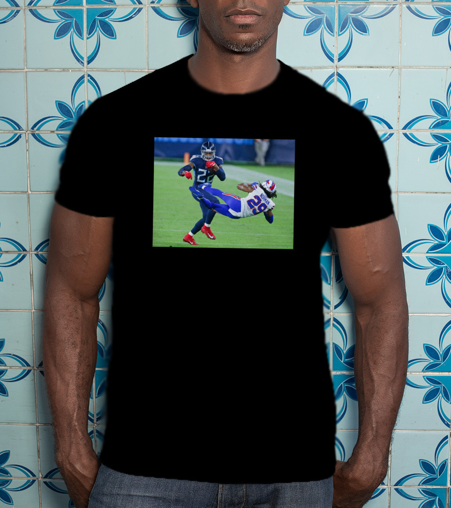 Derrick Henry Stiff Arm Josh Norman Iconic NFL Moment T-Shirt