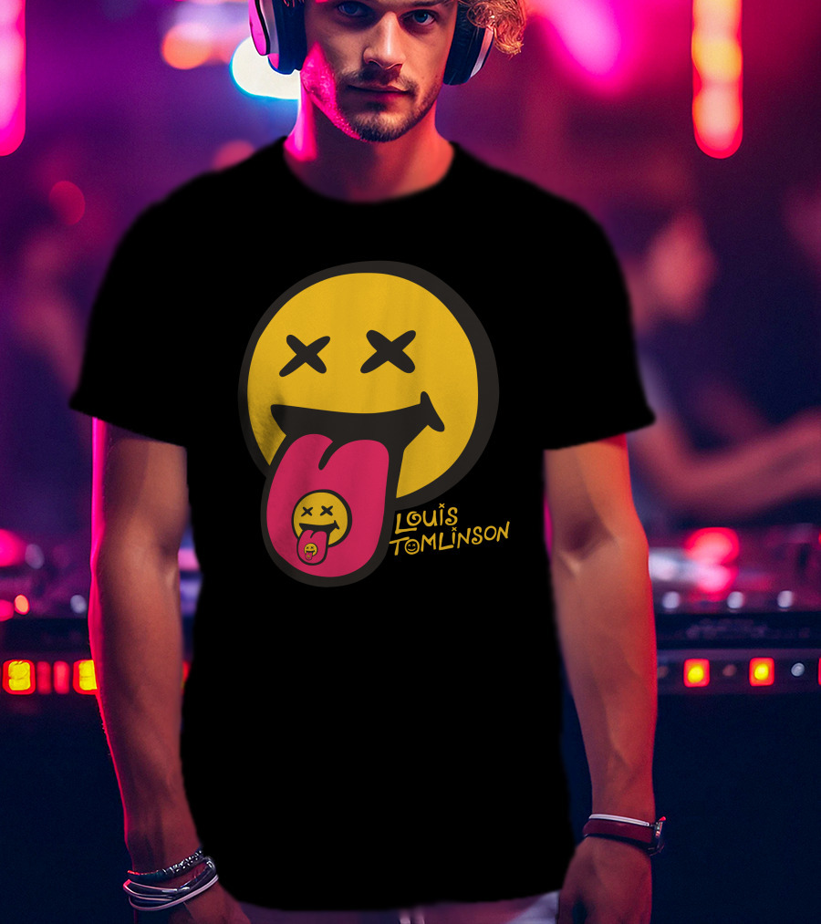 Louis Tomlinson Merch Smiley Face Tongue Out Summer T-Shirt