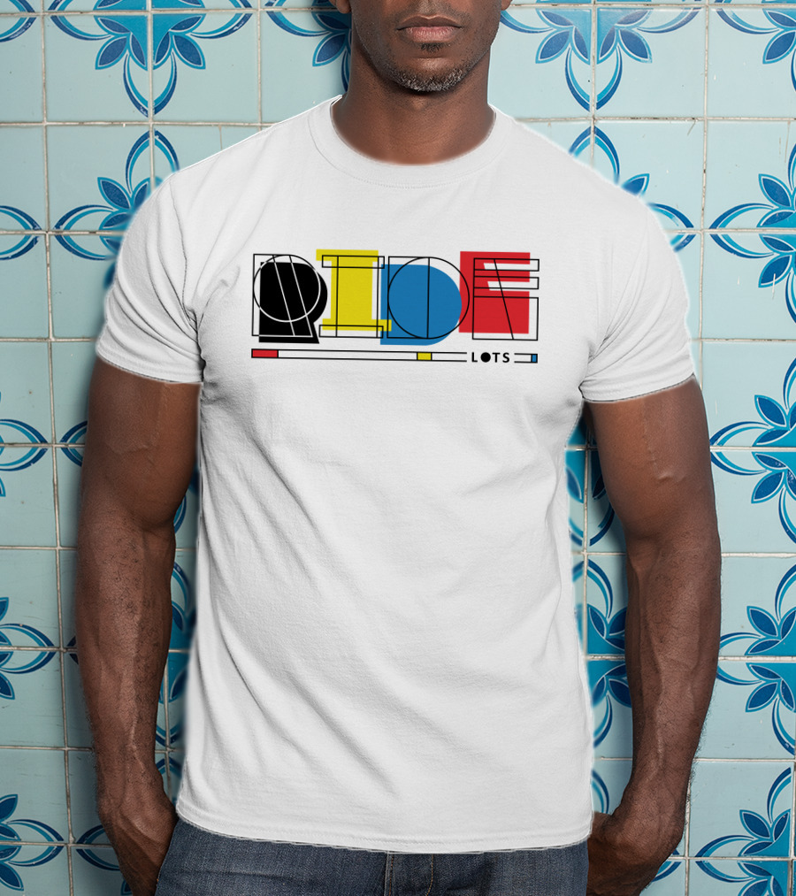 Ride Lots Geometric Multi Color Design Bicycling Shop T-Shirt