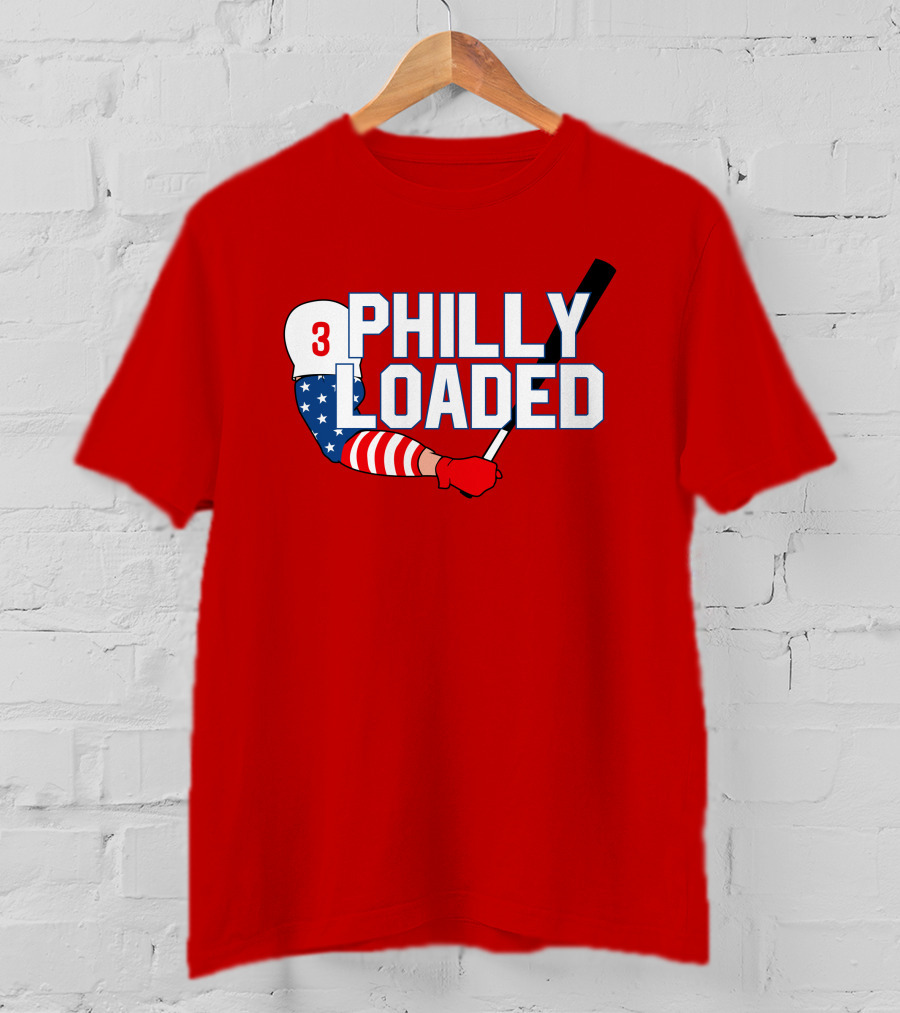 Philly Loaded Baseball American Flag Arm T-Shirt