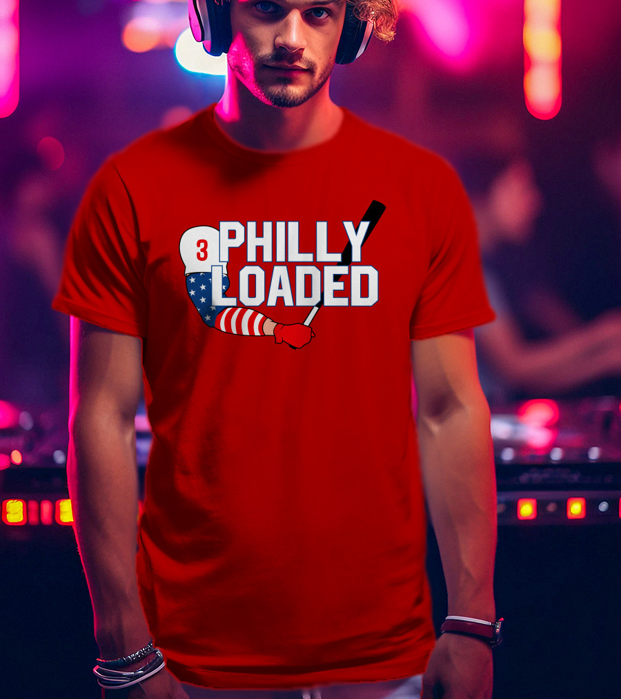 Philly Loaded Baseball American Flag Arm T-Shirt