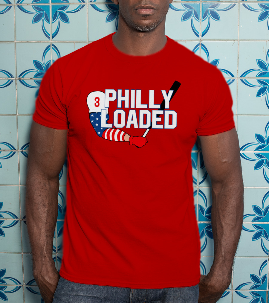 Philly Loaded Baseball American Flag Arm T-Shirt