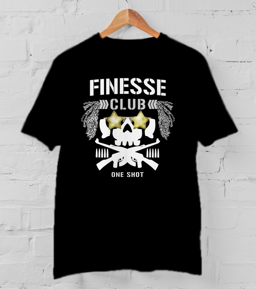Finesse Club One Shot Skull Stars Logo NJPW1972 Chris Bey Merch T-Shirt