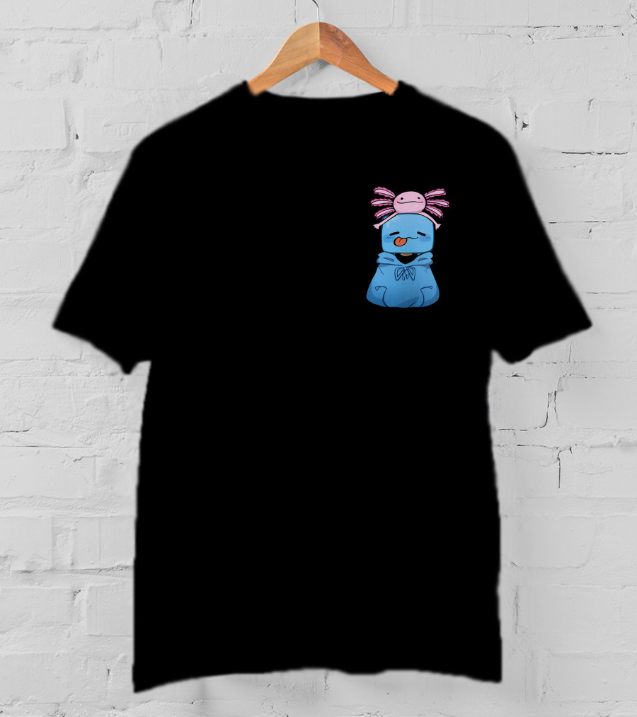 Skeppy Merch Skeppy Axolotl Cute Blue Hoodie With Pink Axolotl On Head T-Shirt