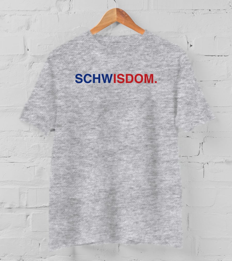 Obvious Schwisdom Bold Lettering Blue Red Grey T-Shirt