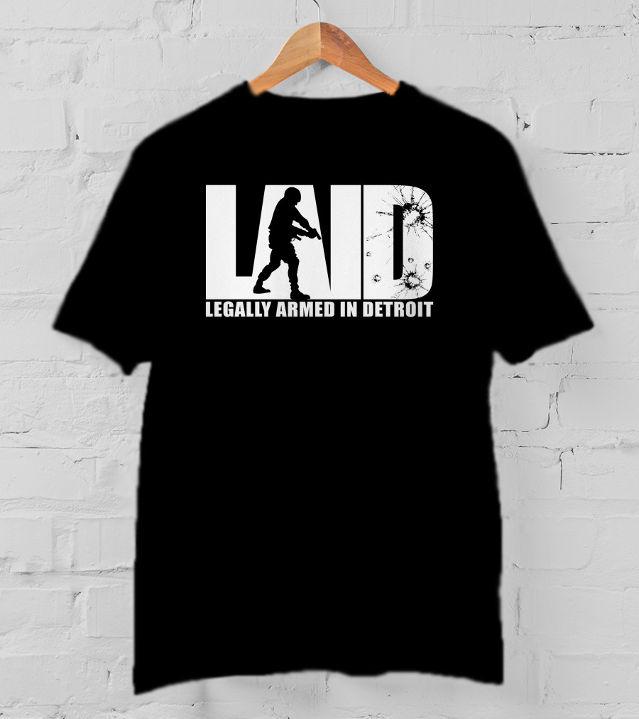 LAID Legally Armed In Detroit Silhouette With Splatter T-Shirt