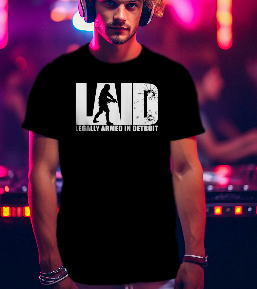 LAID Legally Armed In Detroit Silhouette With Splatter T-Shirt