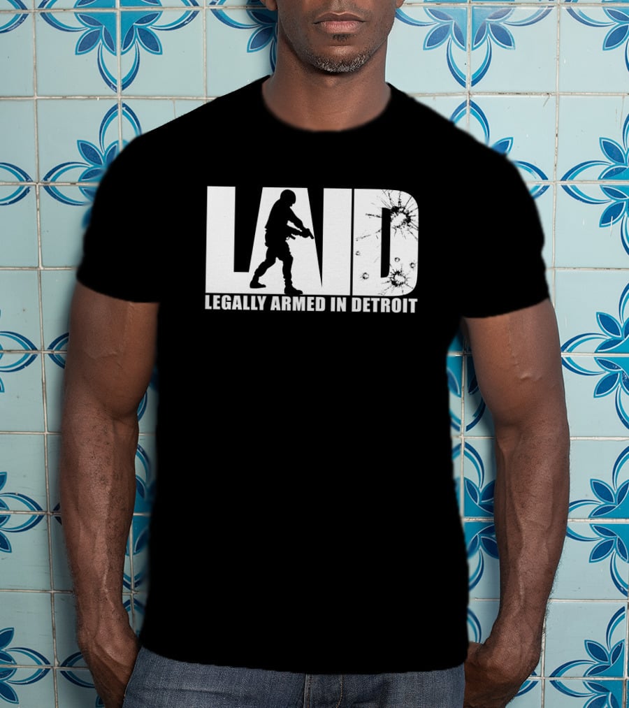 LAID Legally Armed In Detroit Silhouette With Splatter T-Shirt