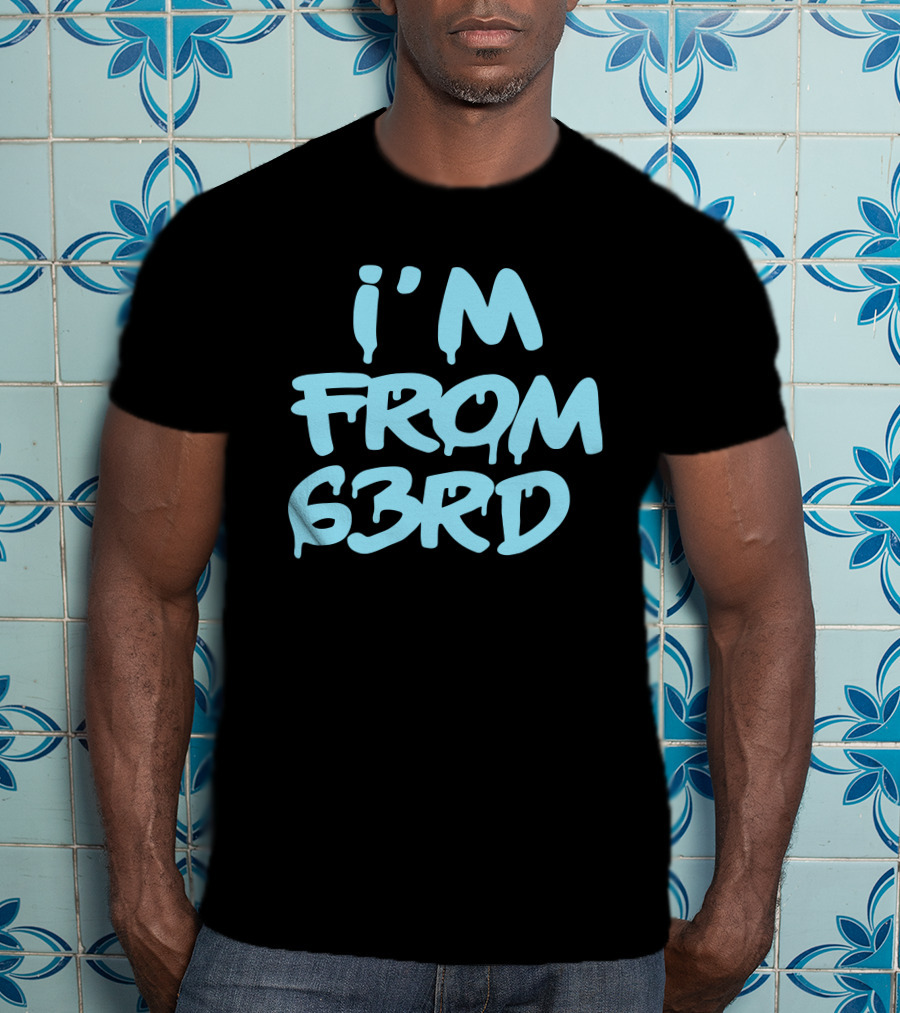 I'm From 63Rd Chiraqology Blue Drip Text T-Shirt