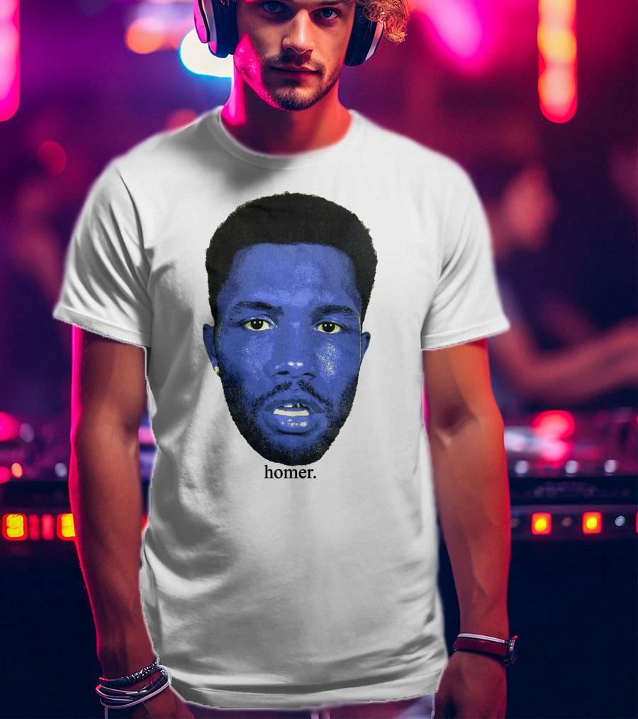 Frank Ocean Homer Bebe Boy Blue Face Typography T-Shirt