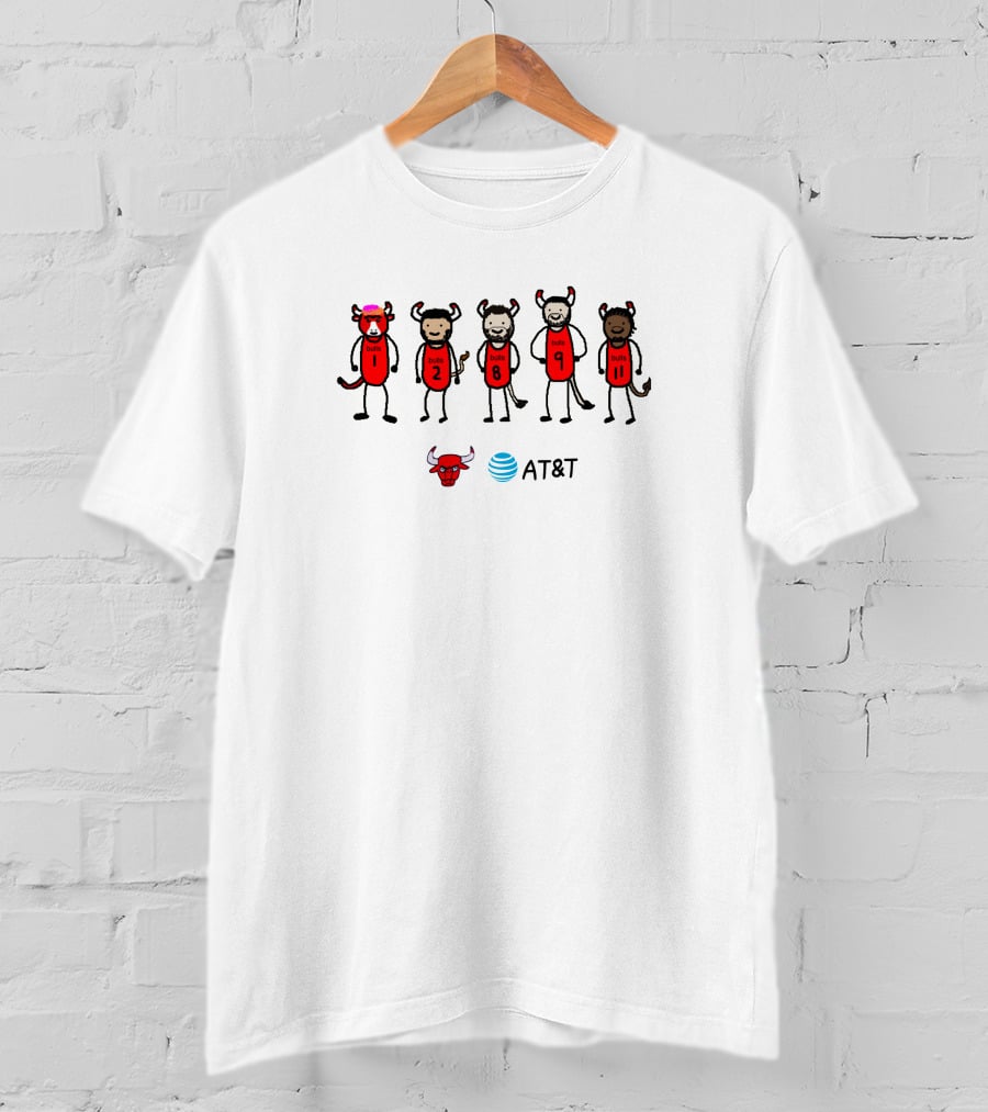 Chicago Bulls AT&T Cartoon Bulls Players 12389 11 T-Shirt