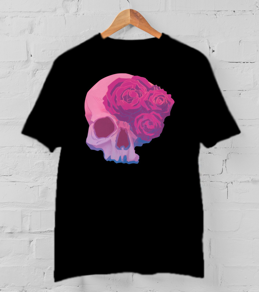 Taliesin Jaffe Pink Skull With Gothic Roses T-Shirt