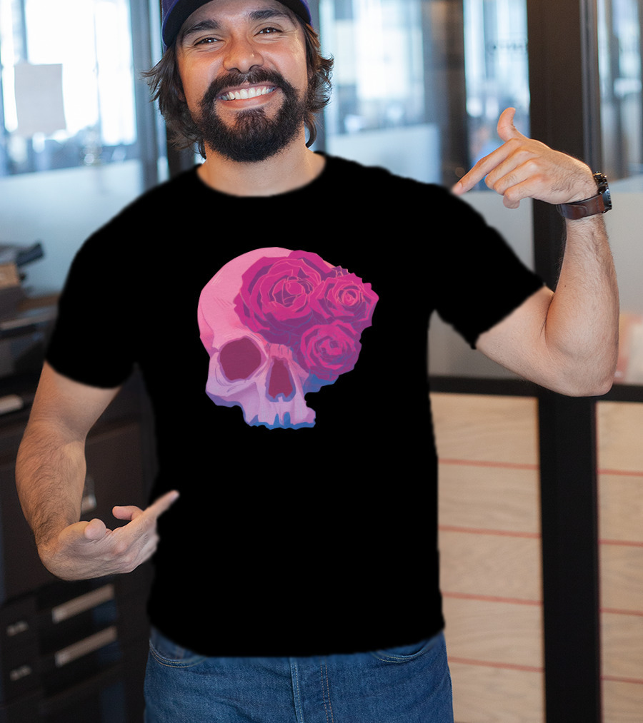 Taliesin Jaffe Pink Skull With Gothic Roses T-Shirt