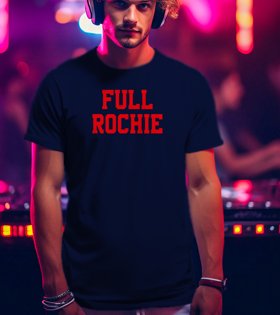 Dan Roche Full Rochie Bold Red Text On Dark Blue T-Shirt