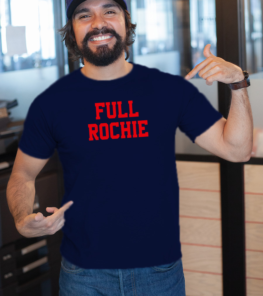 Dan Roche Full Rochie Bold Red Text On Dark Blue T-Shirt