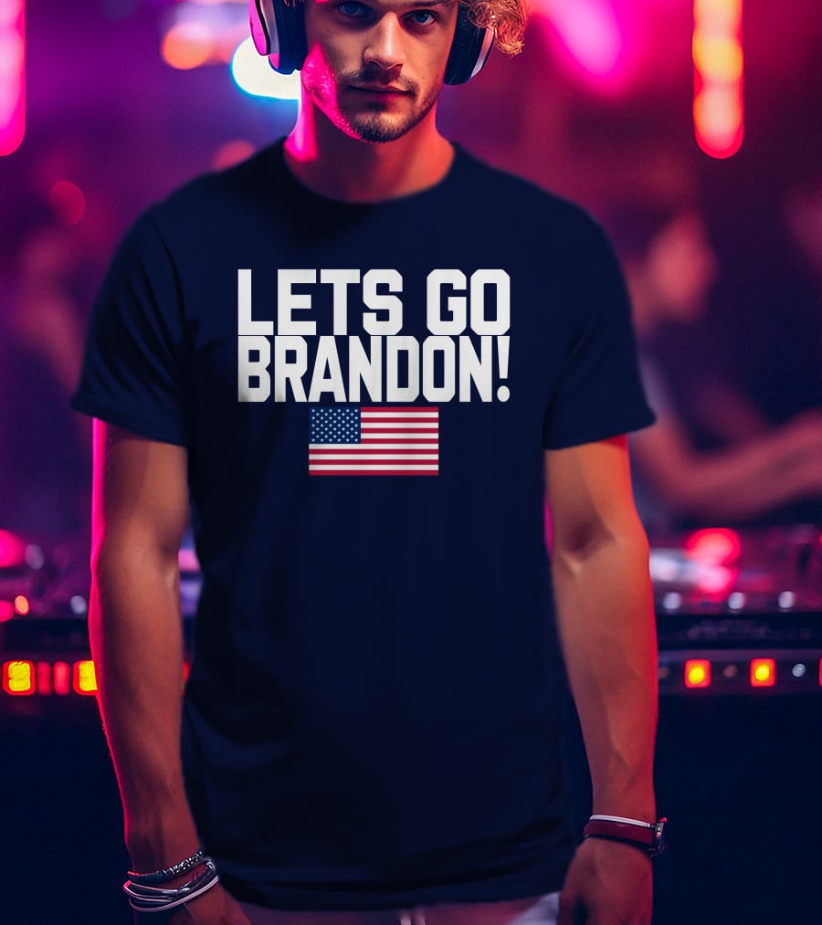 Lets Go Brandon Marine Veteran American Flag T-Shirt