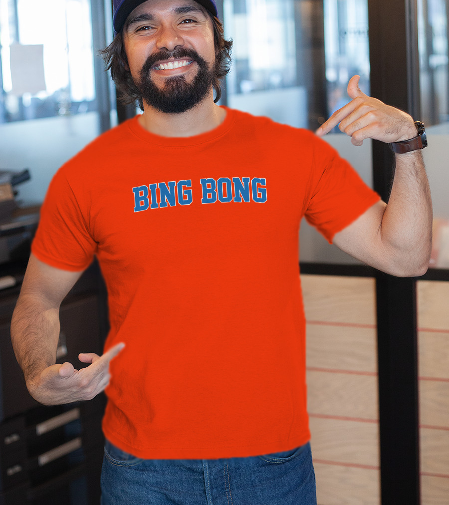 Bing Bong Orange Blue Text T-Shirt