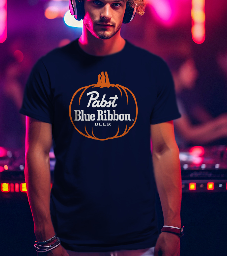 Pabst Blue Ribbon Beer Pumpkin Halloween T-Shirt