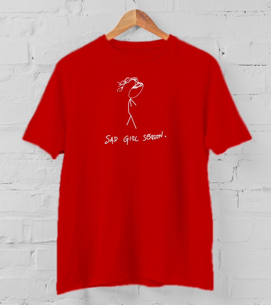 Sad Girl Season Stick Figure Drawing T-Shirt