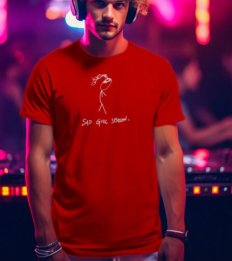 Sad Girl Season Stick Figure Drawing T-Shirt