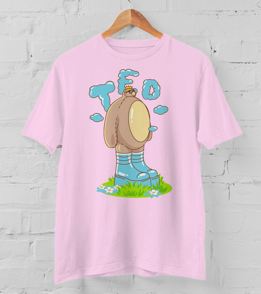 Eret Merch Ted Character With Crown And Boots Standing On Grass T-Shirt