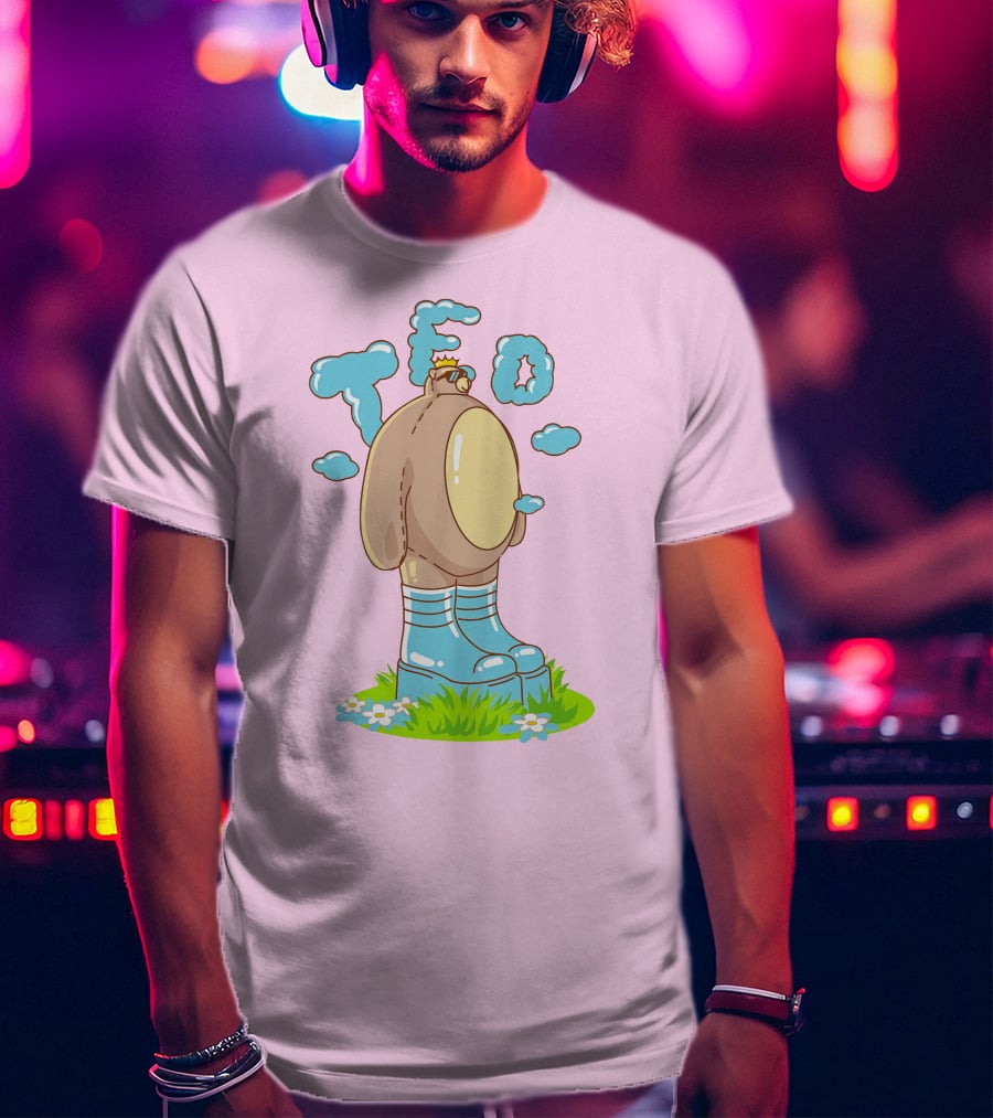 Eret Merch Ted Character With Crown And Boots Standing On Grass T-Shirt