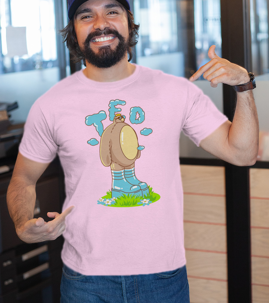 Eret Merch Ted Character With Crown And Boots Standing On Grass T-Shirt
