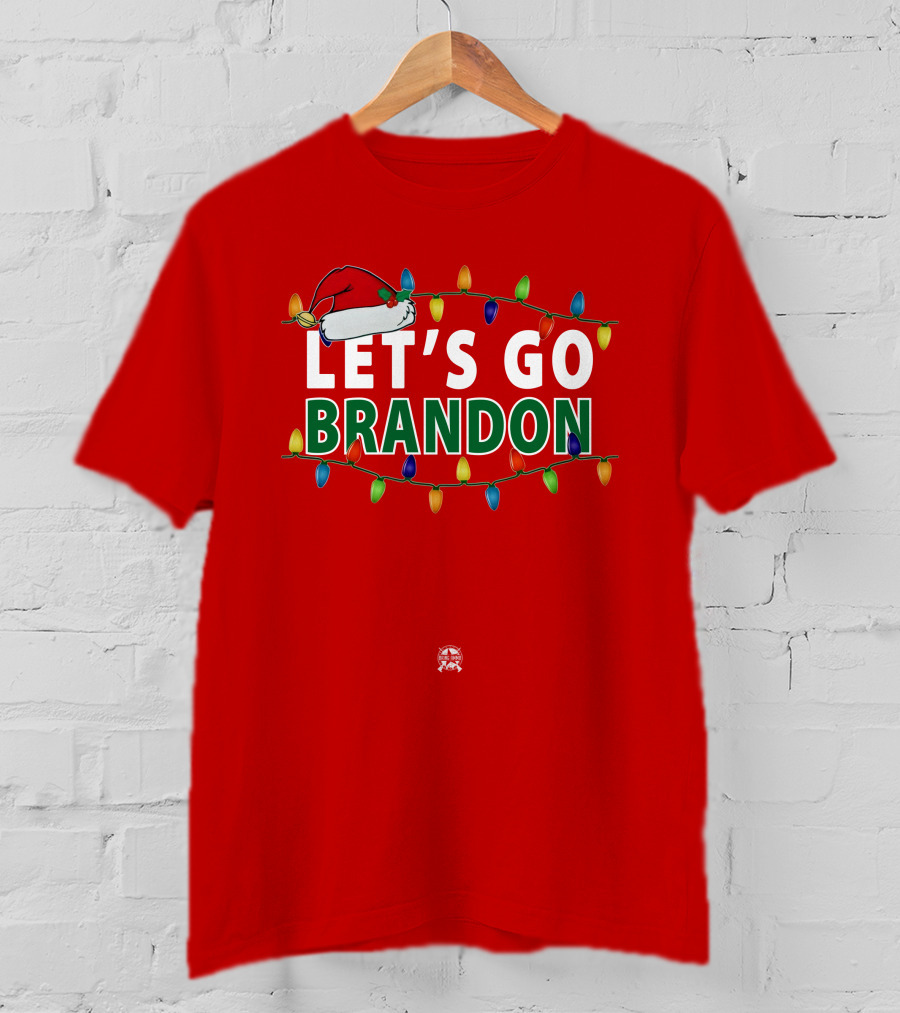Let's Go Brandon Christmas Lights With Santa Hat T-Shirt